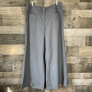 Lane Bryant Womans Plus Size 16 Wide Leg Pants Gray Striped Career Slacks